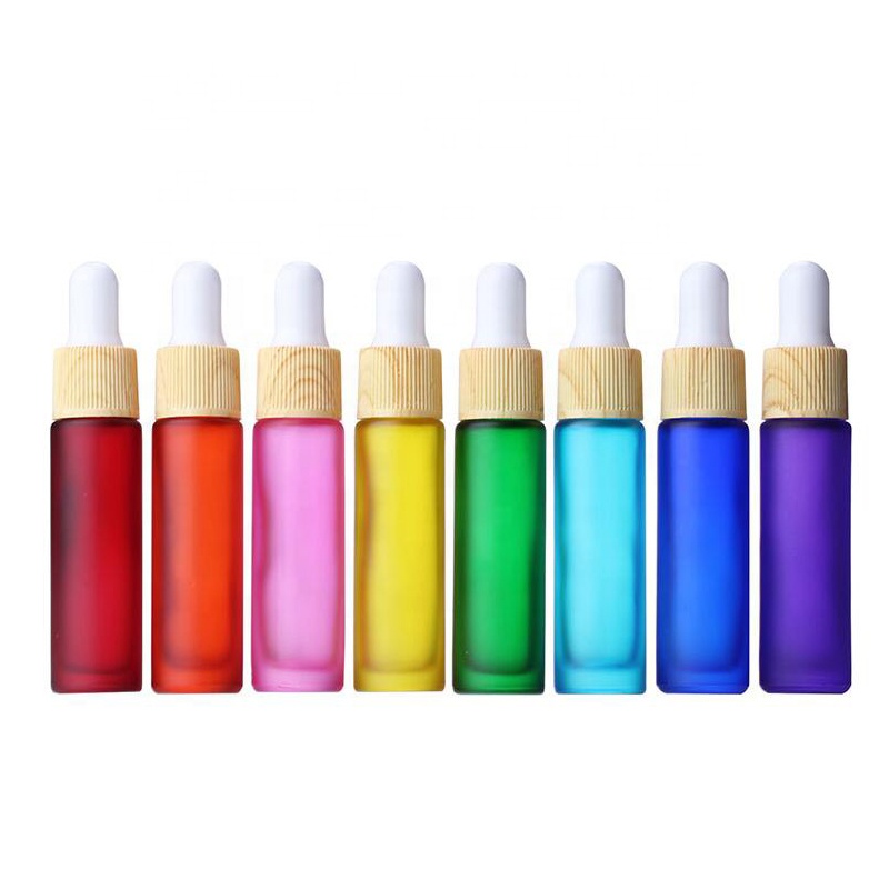 hot sale cheap 10ml colorful glass dropper battle with wood cap