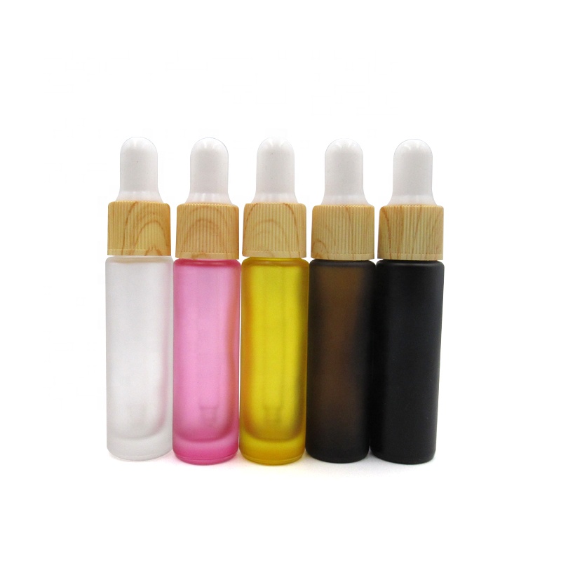 hot sale cheap 10ml colorful glass dropper battle with wood cap