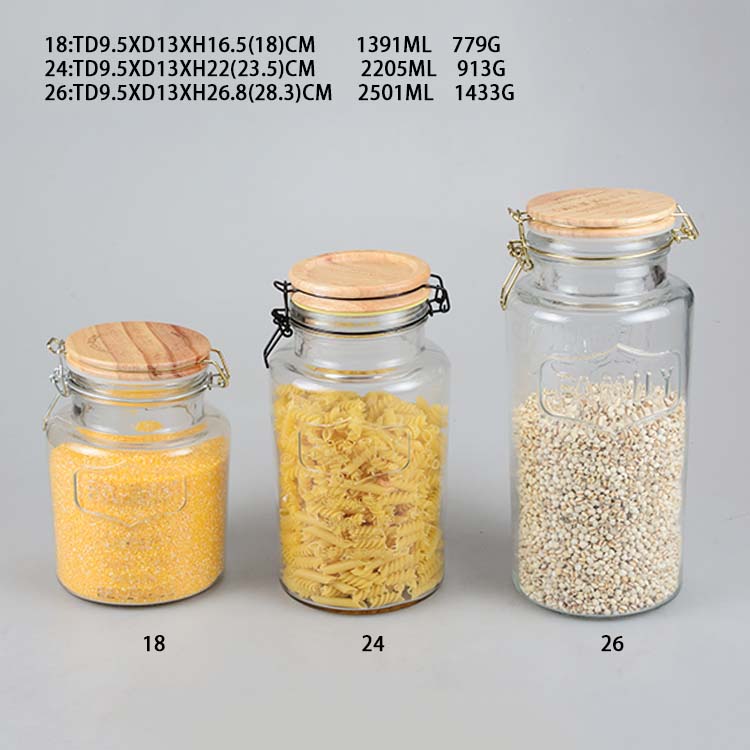 hot sale china wholesale healthy popular small airtight round glass spice jar set with wood lid and wood spoon