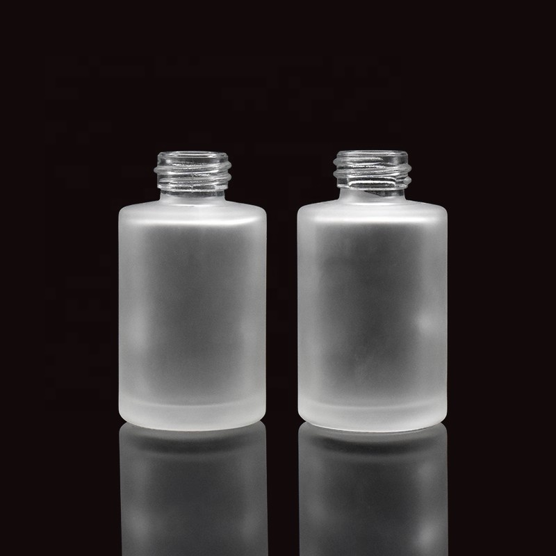 hot sale clear matt cosmetic dropper bottle 30ml flat shoulder glass dropper bottle with packing box for essential oil