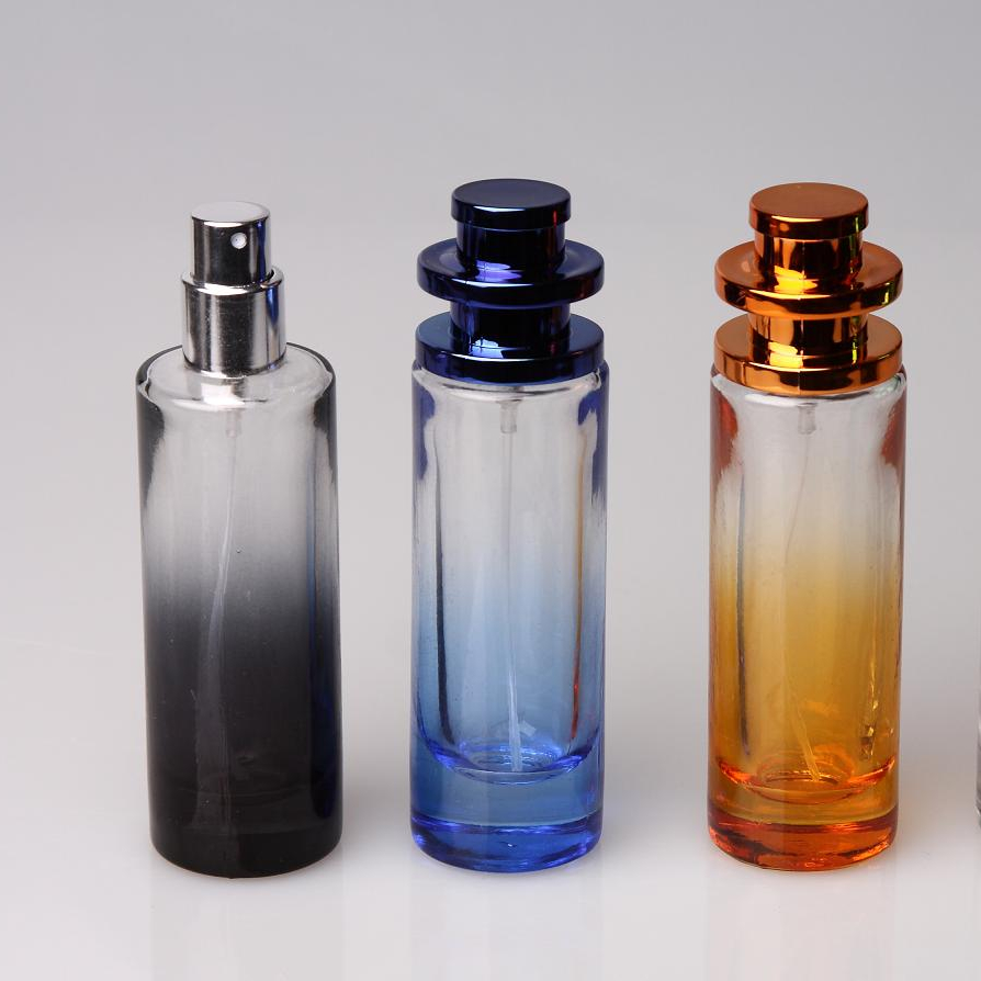 hot sale colorful glass 50 ml cylinder perfume bottle