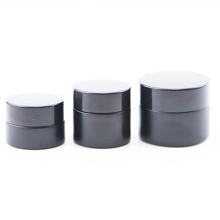 hot sale cosmetic jars body cream container matte black skincare packaging 5g 10g 15g 20g 30g 50g 100g frosted glass cream jars