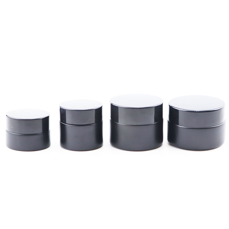 hot sale cosmetic jars body cream container matte black skincare packaging 5g 10g 15g 20g 30g 50g 100g frosted glass cream jars
