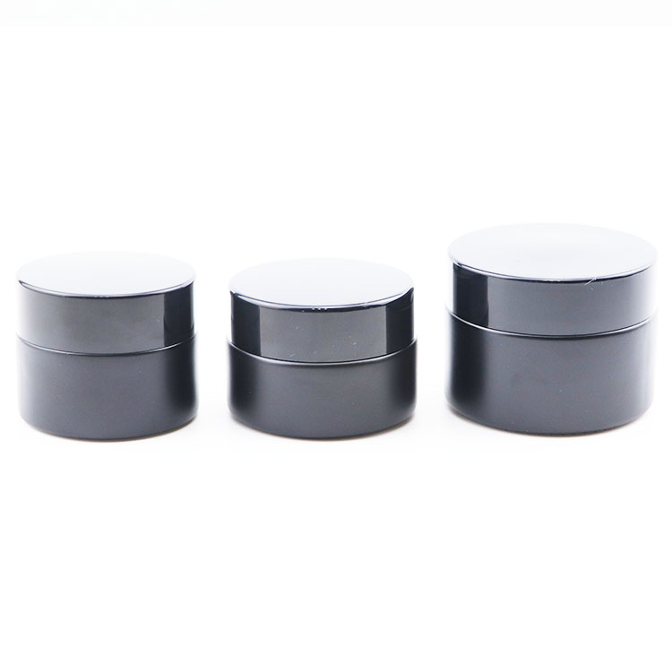 hot sale cosmetic jars body cream container matte black skincare packaging 5g 10g 15g 20g 30g 50g 100g frosted glass cream jars