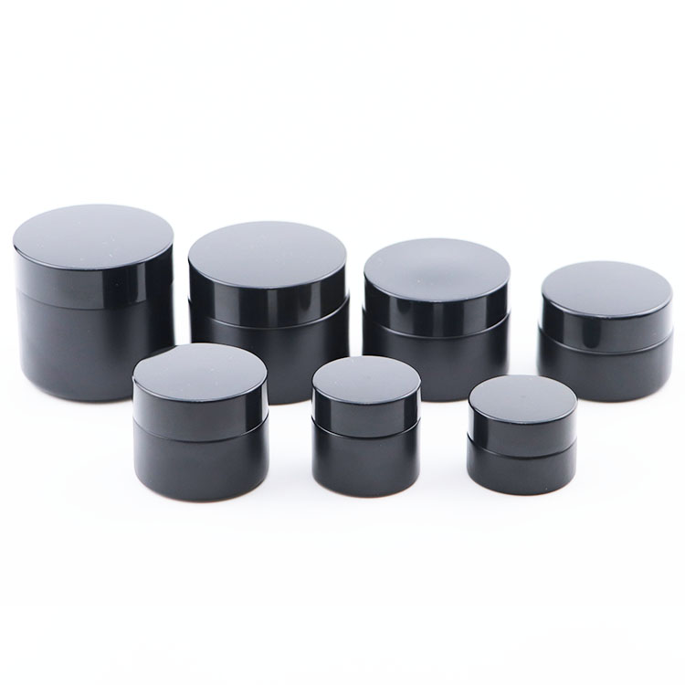 hot sale cosmetic jars body cream container matte black skincare packaging 5g 10g 15g 20g 30g 50g 100g frosted glass cream jars