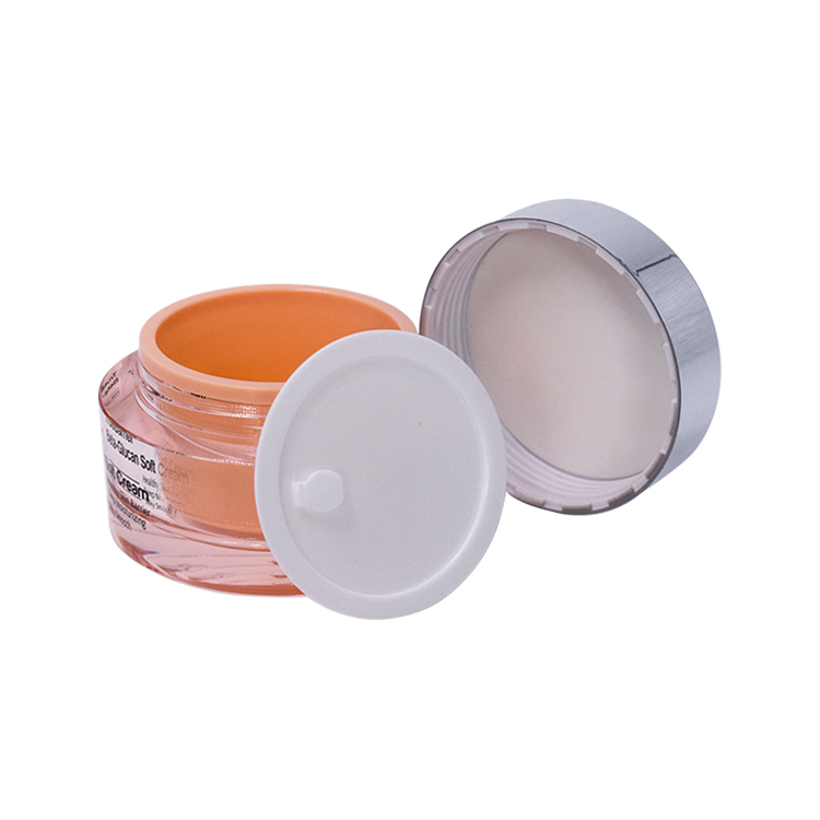 hot sale cosmetic packaging 10g 30g 50g luxury orange acrylic skin care cream container with silver lid