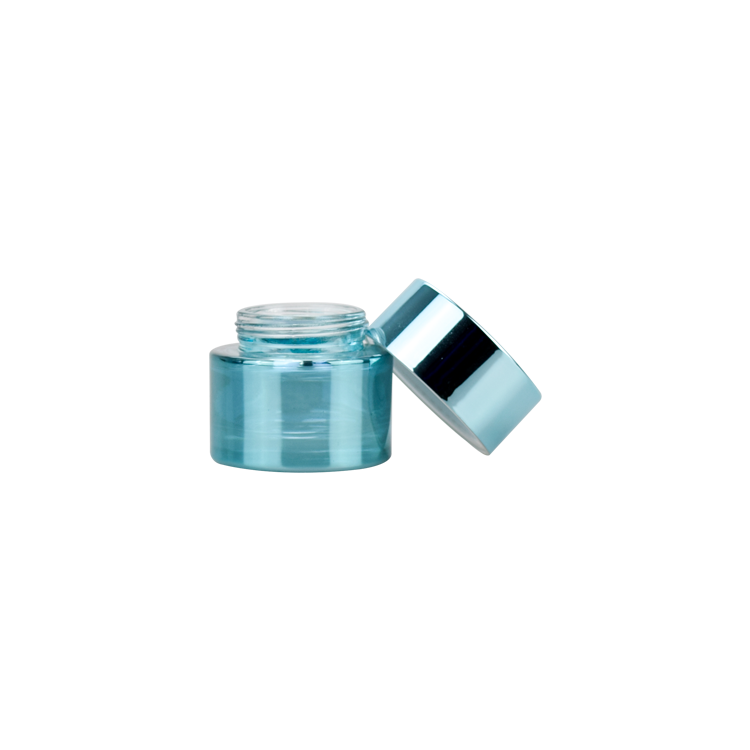hot sale cosmetic packaging 30g 50g 100g aqua blue glass jar