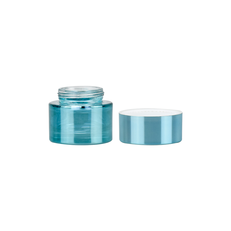 hot sale cosmetic packaging 30g 50g 100g aqua blue glass jar