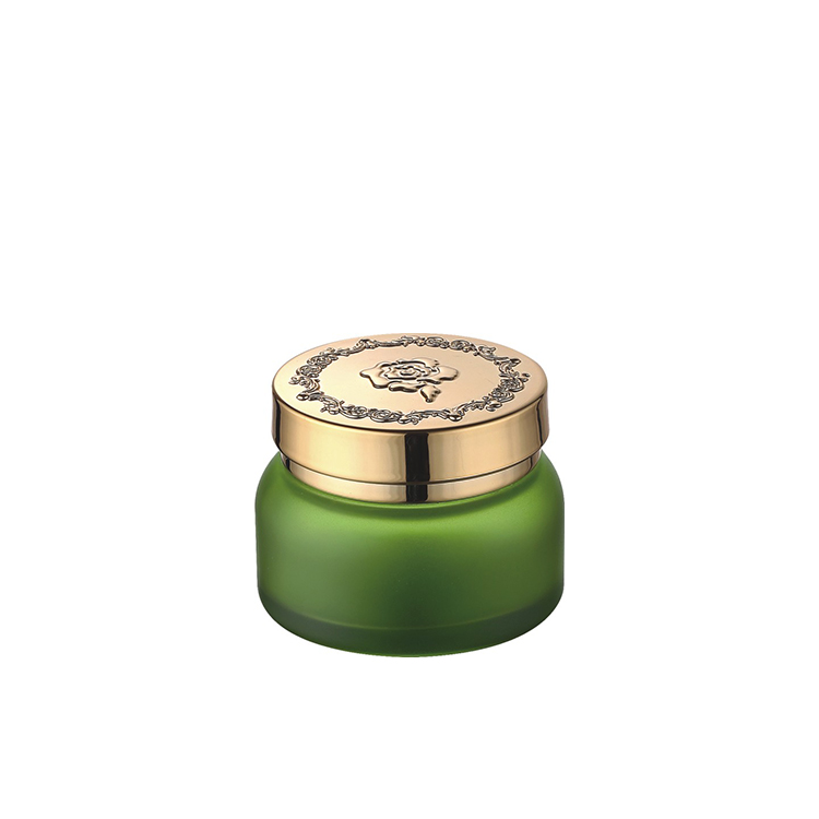 hot sale cosmetic packaging  50g 30m 15ml green cream jar  with rose gold  aluminum cap