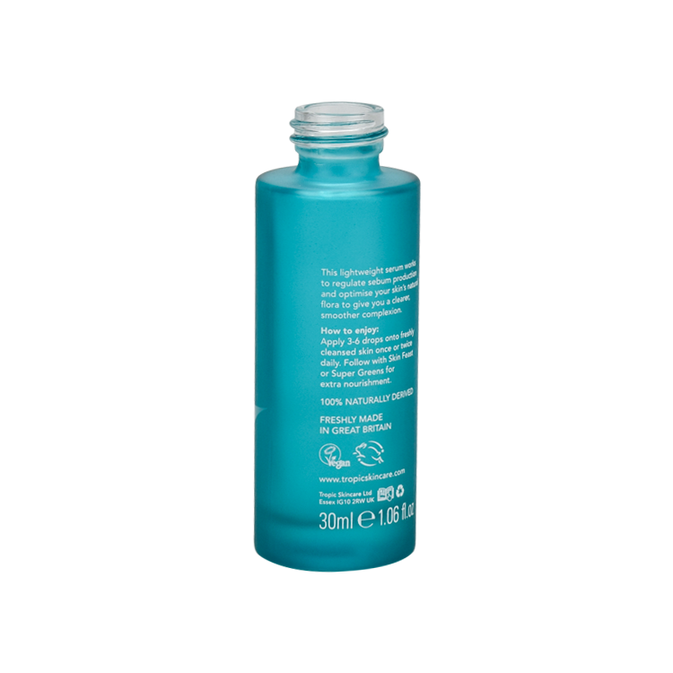 hot sale cosmetic packaging fancy flat shoulder frosted lake blue cylinder lotion bottle glass with clear cap