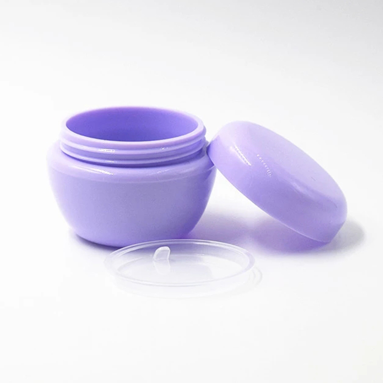 hot sale cosmetic packaging10g 30g 50g beautiful purple round plastic packaging containers with lid