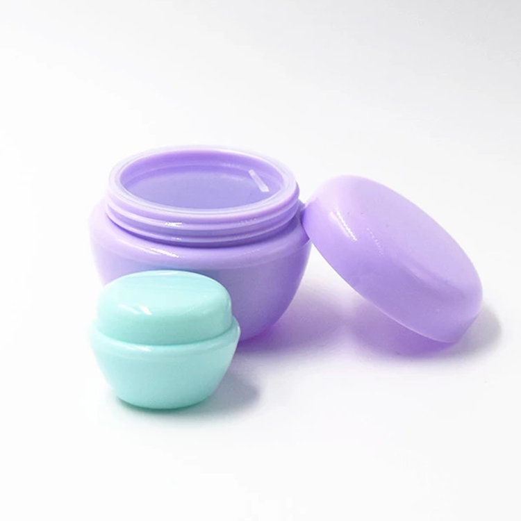 hot sale cosmetic packaging10g 30g 50g beautiful purple round plastic packaging containers with lid