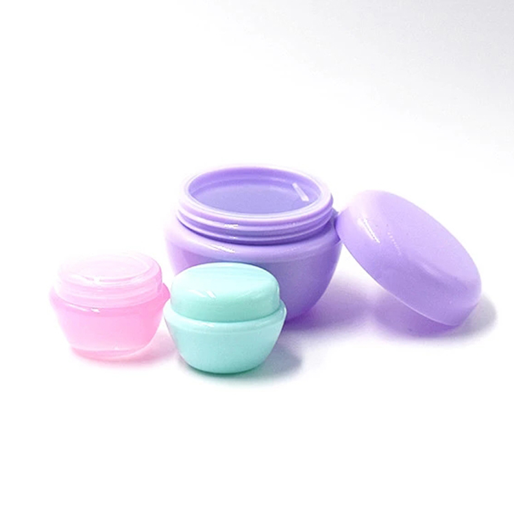 hot sale cosmetic packaging10g 30g 50g beautiful purple round plastic packaging containers with lid
