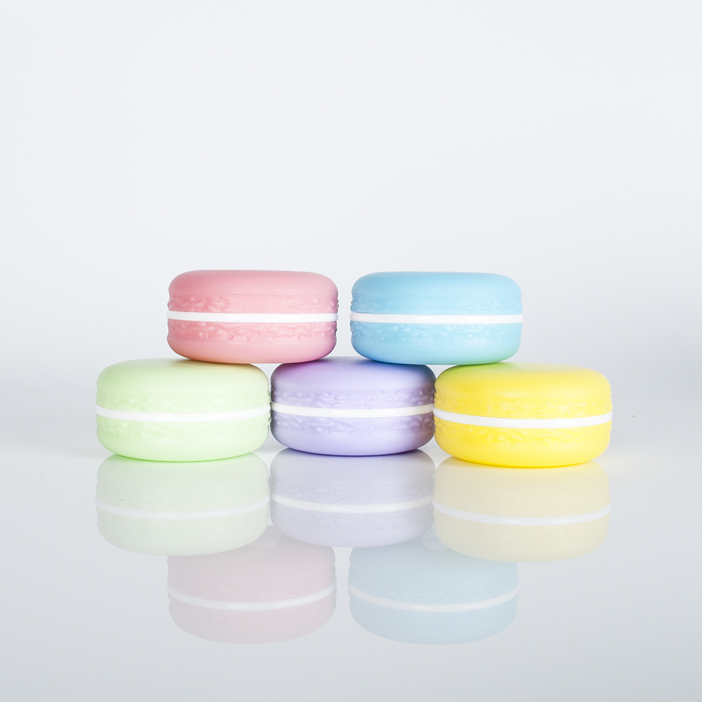 hot sale cute design cookie shape macaron travel container cosmetic cream jar for eye shadow manufacture