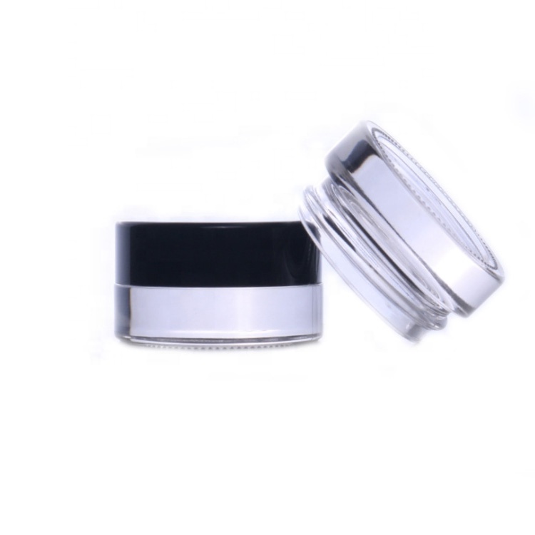 hot sale dab jar 3ml 5ml 7ml empty glass concentrate jar with lid for herb cbd oil waxes cosmetics eye cream packaging container