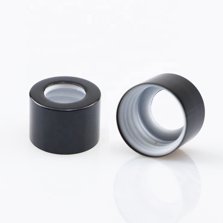 hot sale empty 10ml 20ml 30ml 60ml aluminium cap glass bottle massage oil bottle black screw cap with dropper