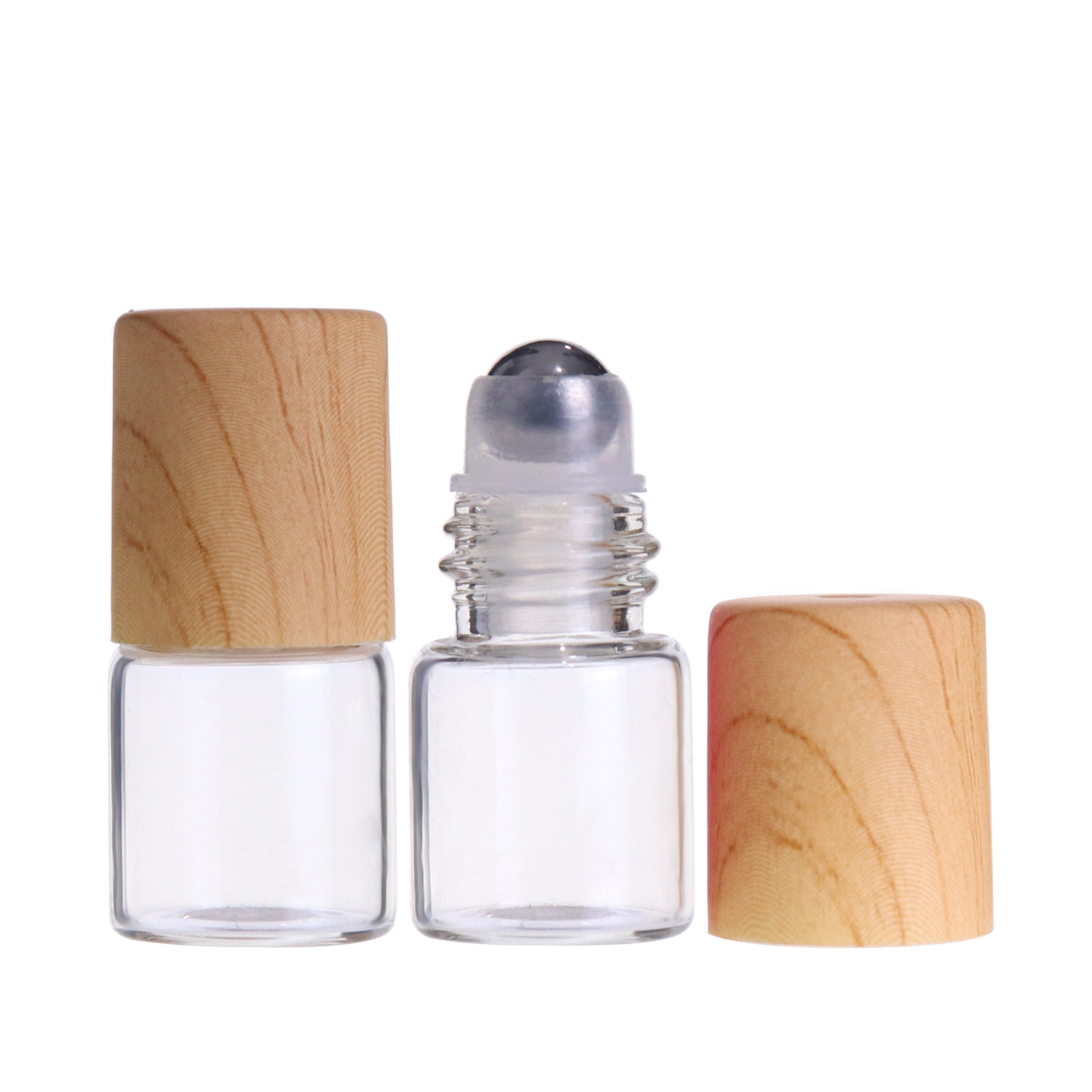 hot sale empty amber clear 1ml 2ml 3ml 5ml glass roll on bottle for essential oil bottle black lid