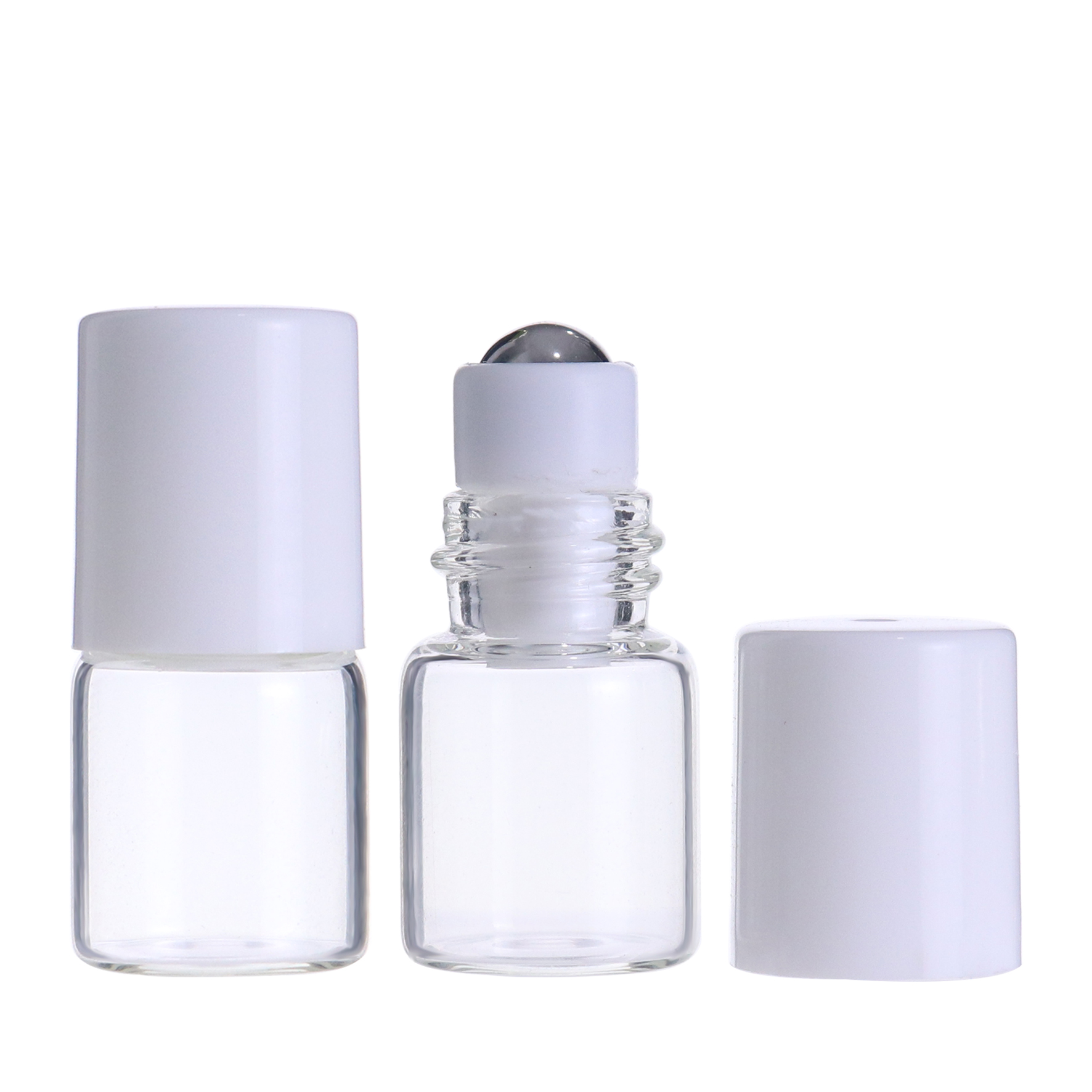 hot sale empty amber clear 1ml 2ml 3ml 5ml glass roll on bottle for essential oil bottle black lid