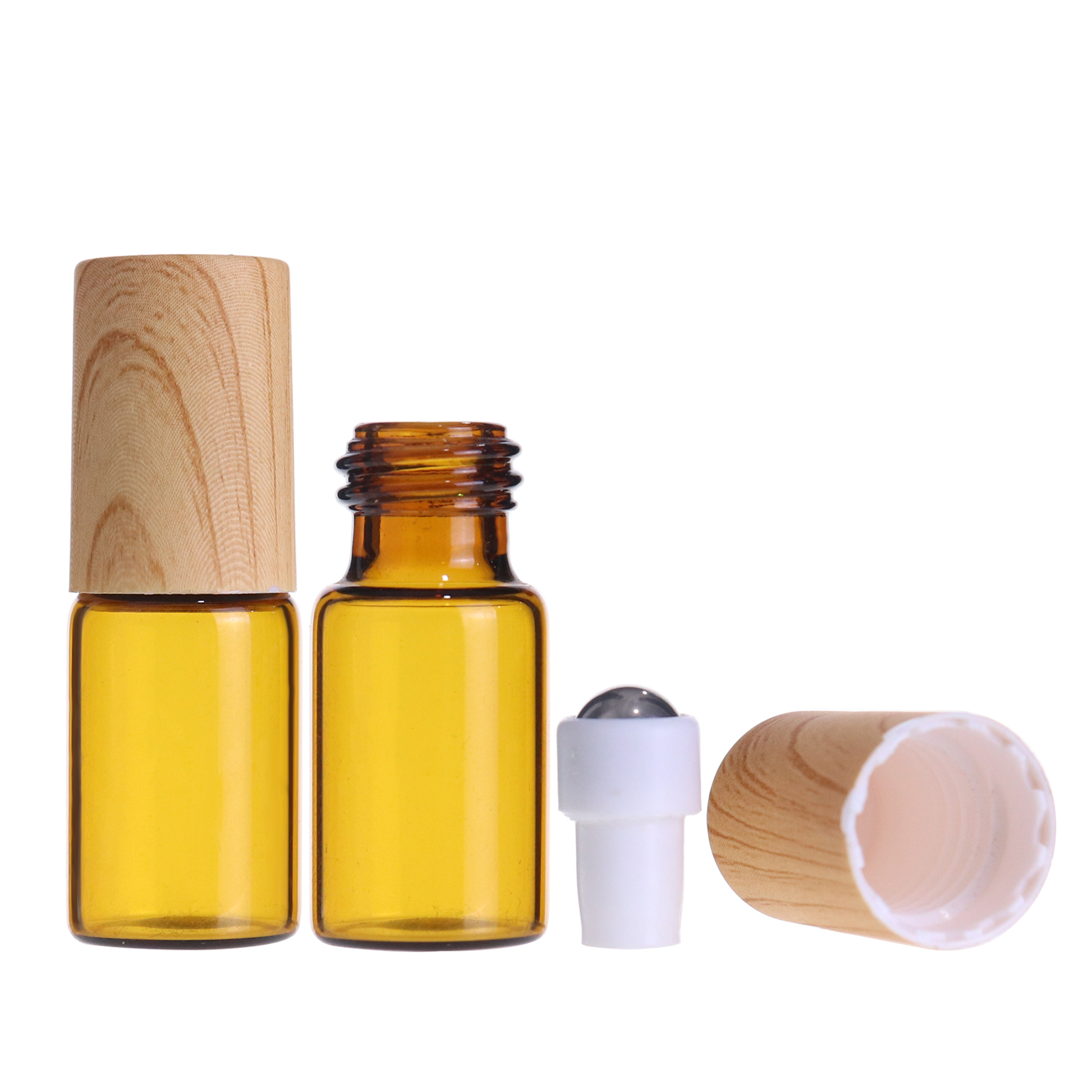 hot sale empty amber clear 1ml 2ml 3ml 5ml glass roll on bottle for essential oil bottle black lid