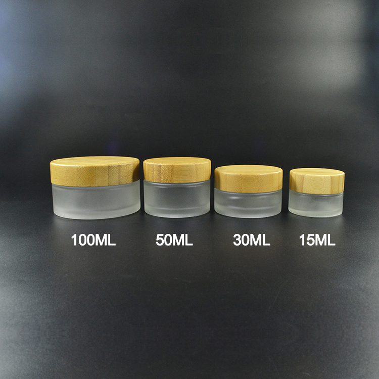 hot sale empty customize engraved logo cosmetic packaging 5g 15g 30g 50g 100g natural bamboo glass jar container for cream
