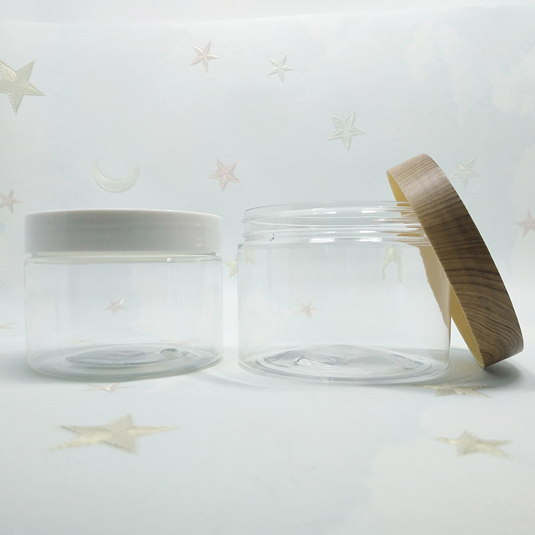 hot sale empty large cosmetic cream hair gel food container amber plastic jar with black screw lid