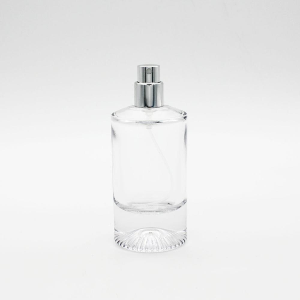 hot sale fancy think bottom cylinder round empty 50ml perfume glass bottle