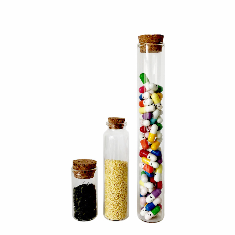 hot sale flat bottom quartz glass test tube with cork glass bottle cork stopper