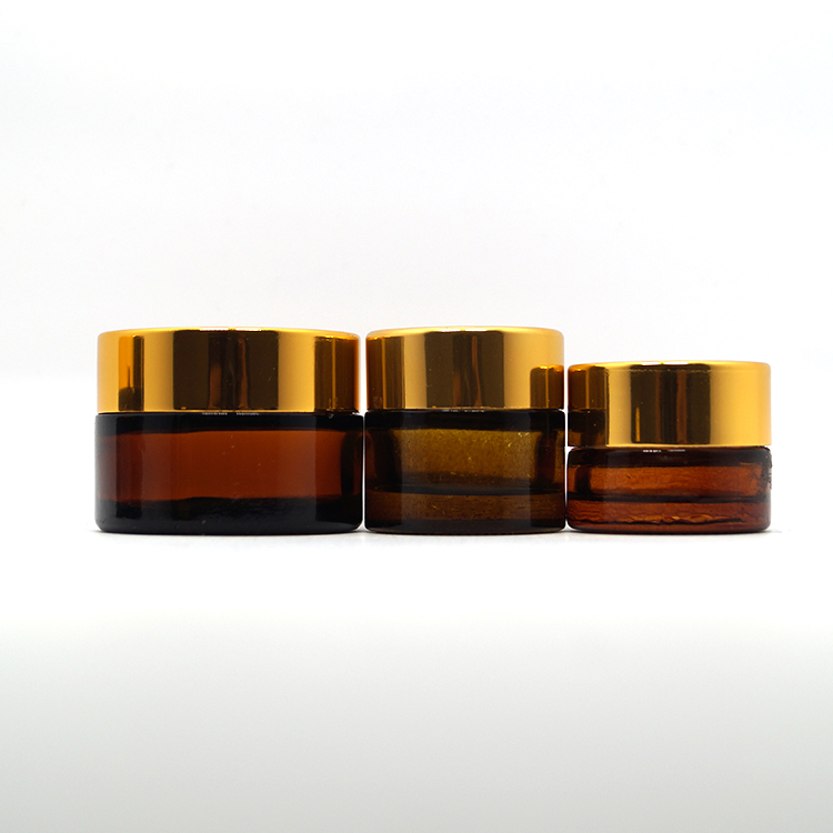 hot sale   glass amber cream jar 2oz with black lid envases de crema