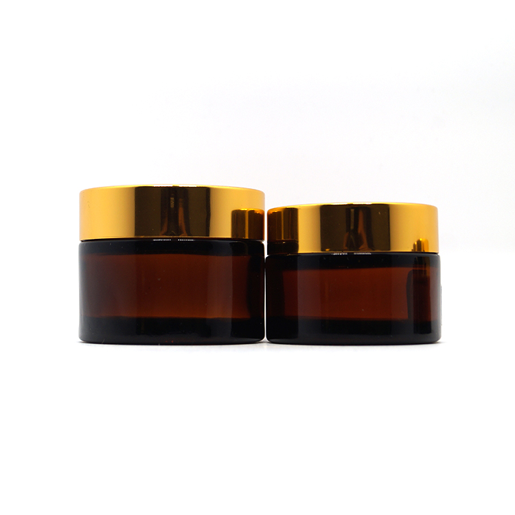 hot sale glass amber cream jar 2oz with black lid envases de crema