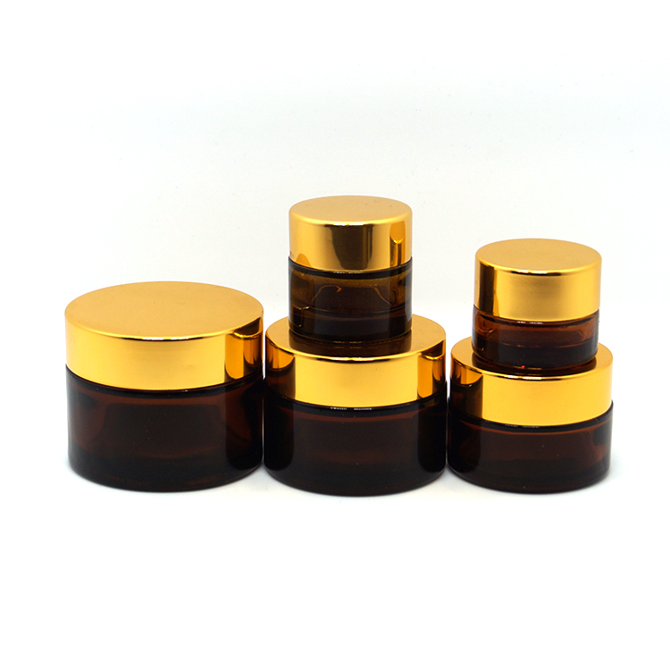 hot sale glass amber cream jar 2oz with black lid envases de crema