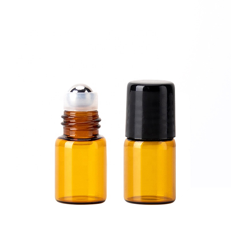 hot sale glass roll on bottles 1ml 2ml 3ml 5ml amber clear blue glass roller bottle for essential oil perfume