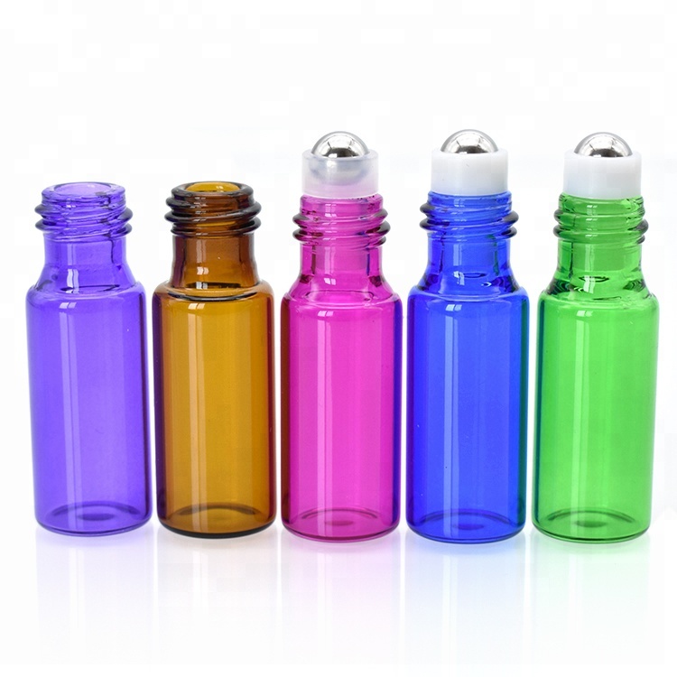 hot sale glass roll on bottles 1ml 2ml 3ml 5ml amber clear blue glass roller bottle for essential oil perfume