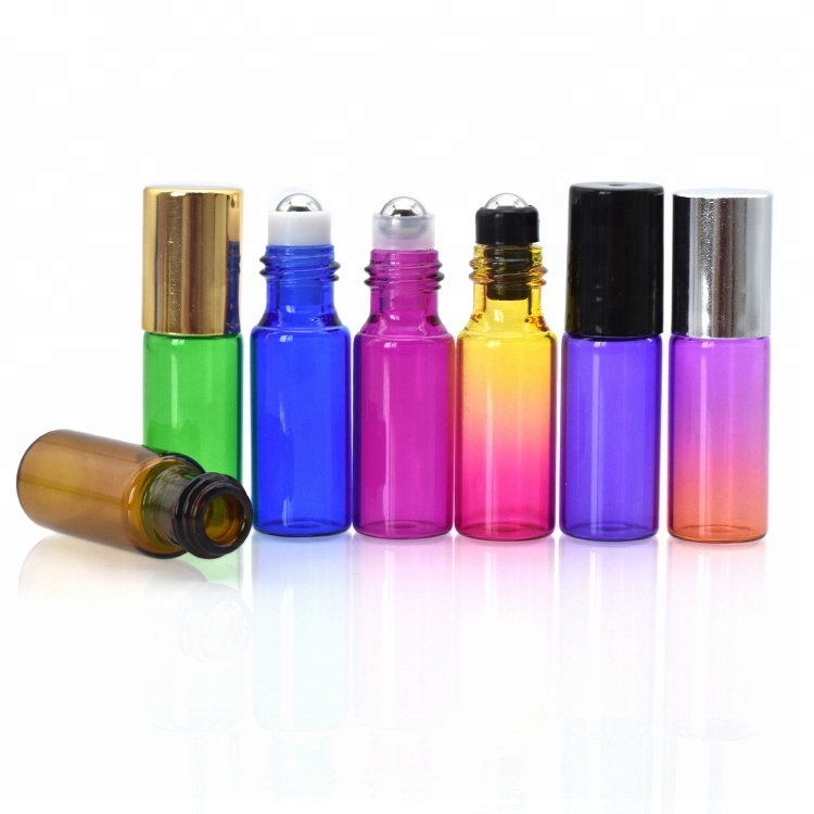 hot sale glass roll on bottles 1ml 2ml 3ml 5ml amber clear blue glass roller bottle for essential oil perfume
