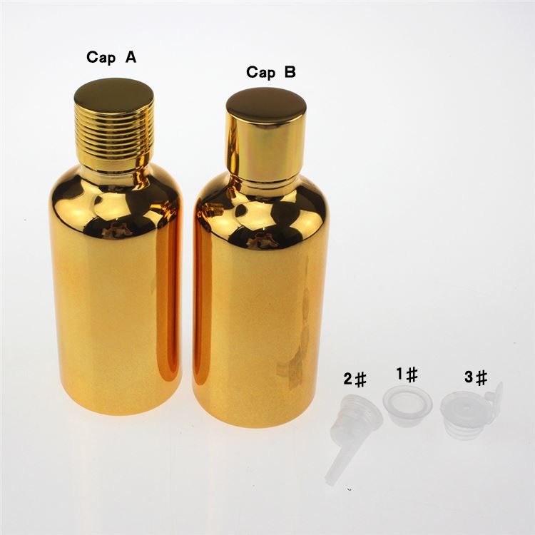 hot sale gold 50ml essential oil glass bottle with gold cap, high-grade 50 ml glass essential oil bottles suppliers