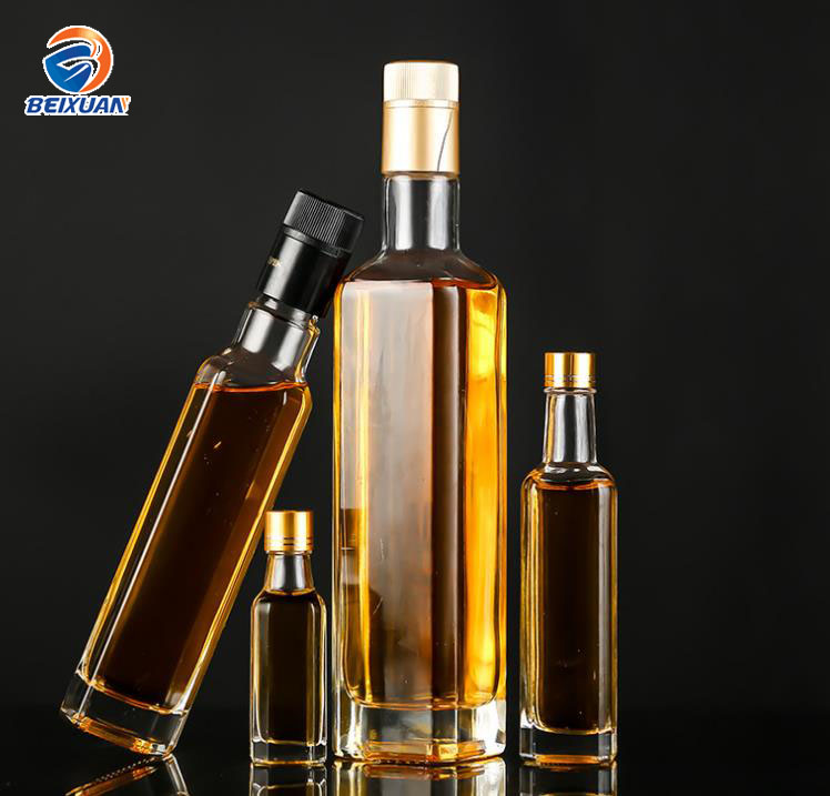 hot sale high-grade 50ml 100ml 250ml square clear glass cooking oil sauce wine olive oil empty bottle