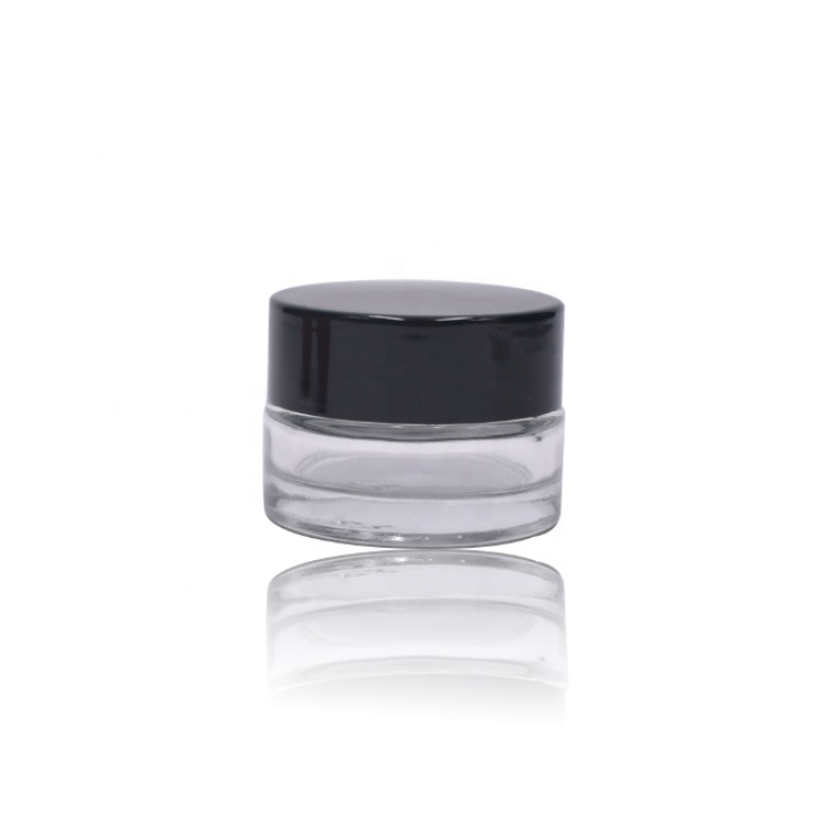 hot sale mini travel size lip balm 5g cosmetic jar clear 5g glass cosmetic jar with black plastic lid