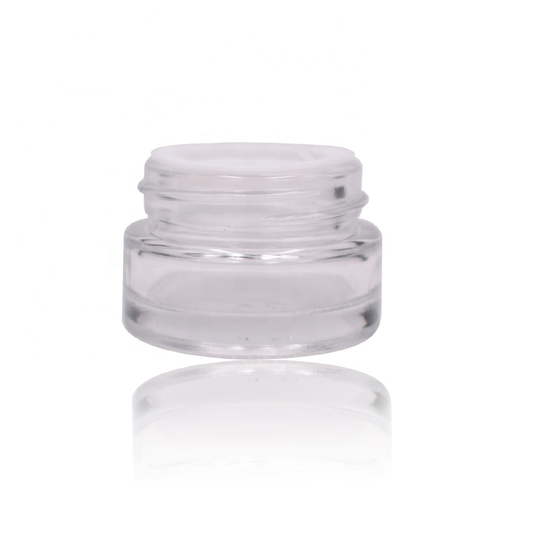 hot sale mini travel size lip balm 5g cosmetic jar clear 5g glass cosmetic jar with black plastic lid
