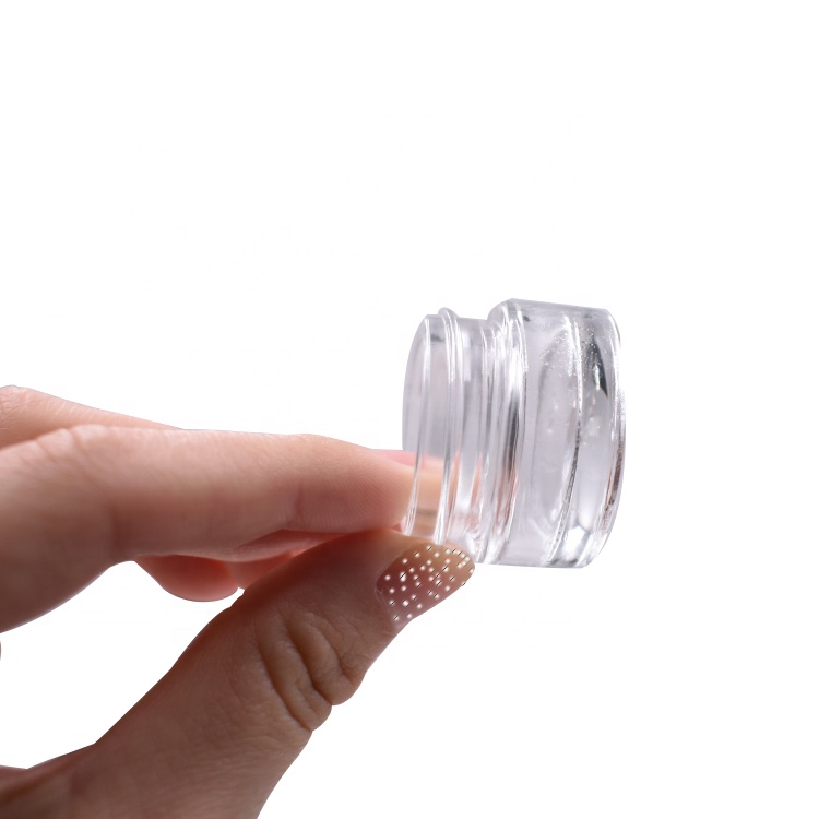 hot sale mini travel size lip balm 5g cosmetic jar clear 5g glass cosmetic jar with black plastic lid