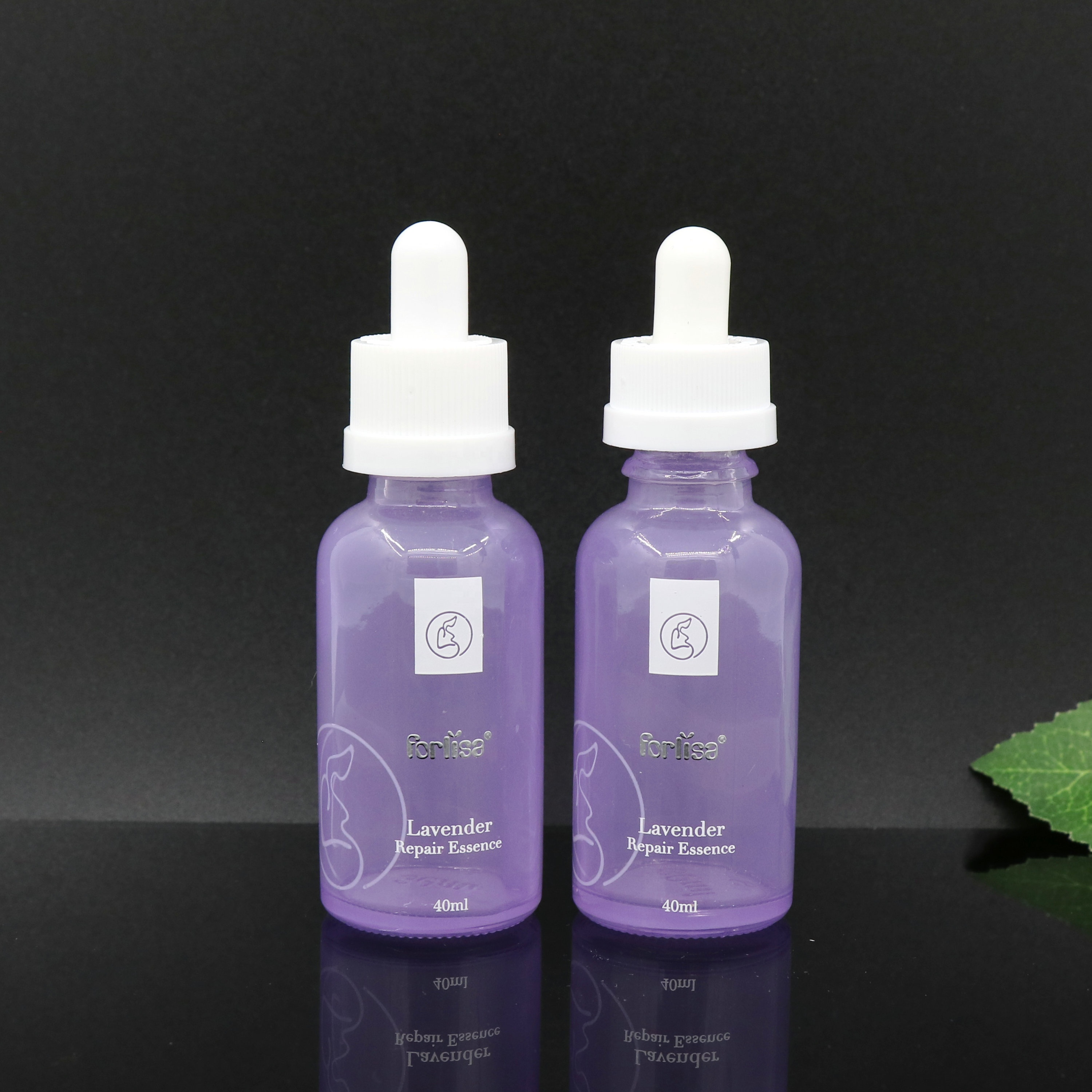 hot sale  product shiny purple colored essential oil glass dropper bottles 30ml 50ml 100ml