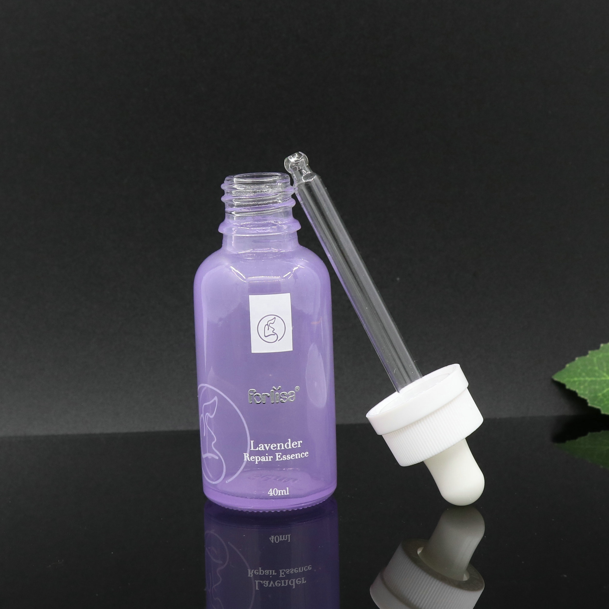 hot sale product shiny purple colored essential oil glass dropper bottles 30ml 50ml 100ml