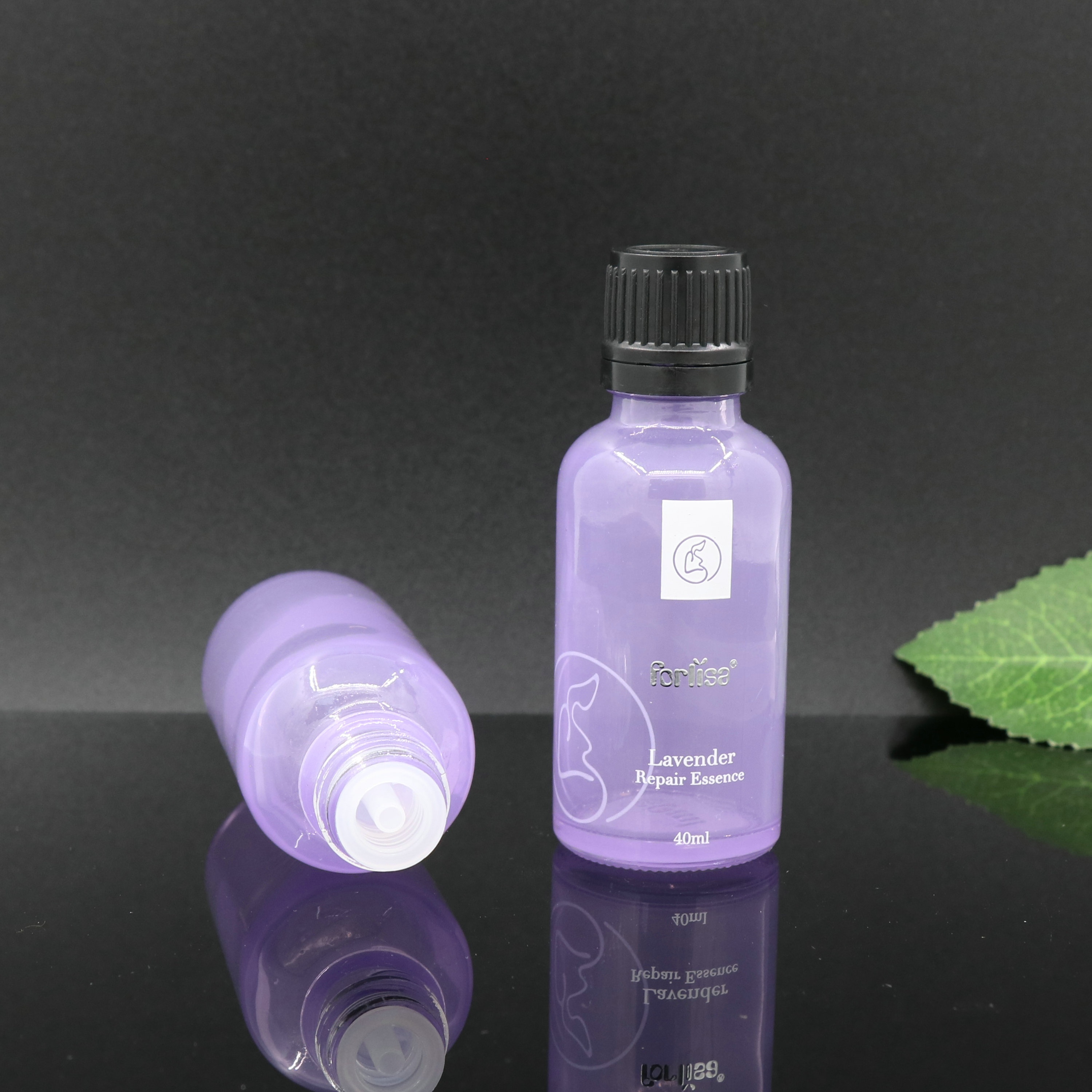hot sale product shiny purple colored essential oil glass dropper bottles 30ml 50ml 100ml