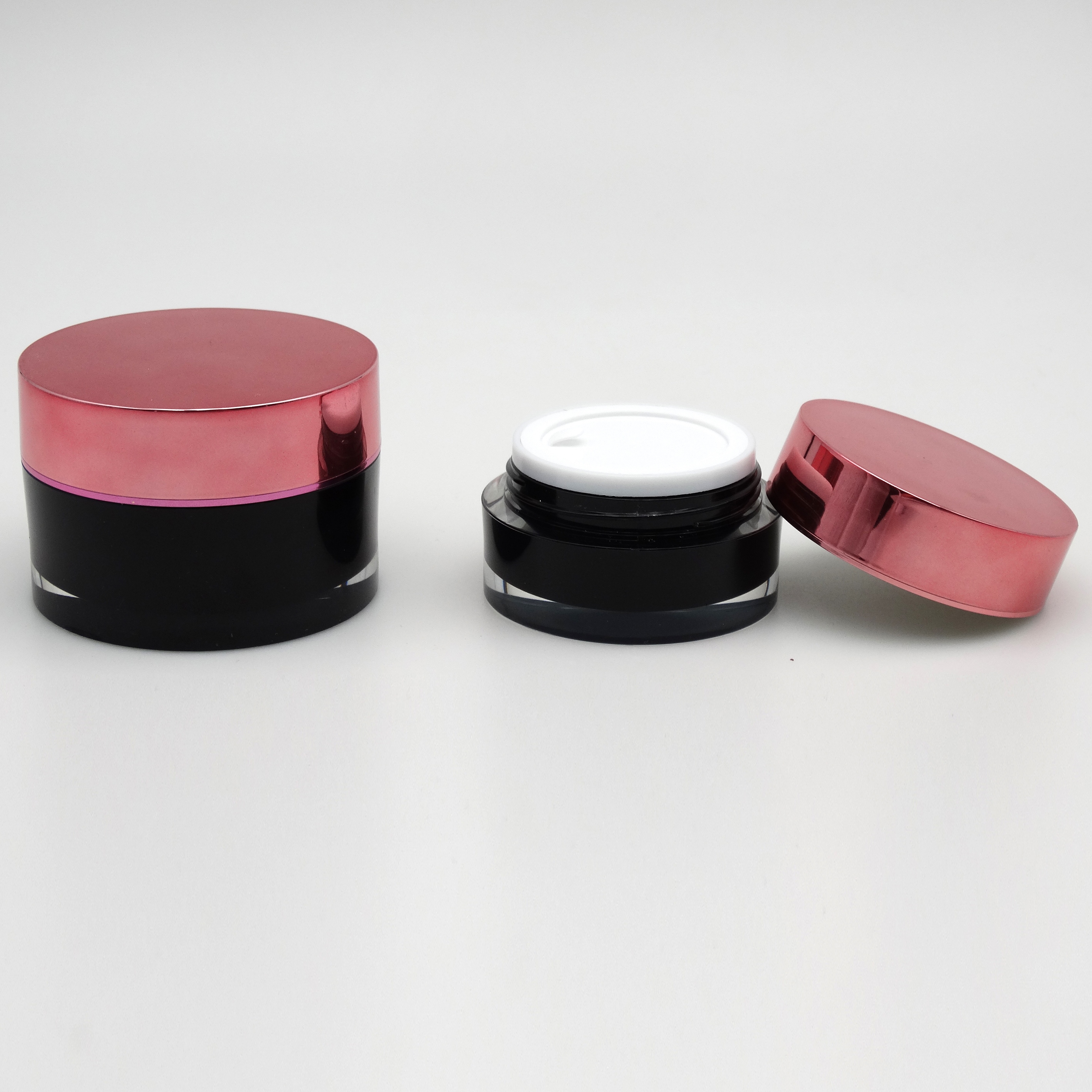 hot sale round colorful cosmetic cream acrylic jar 5g 50ml 1oz acrylic rose gold cream jar