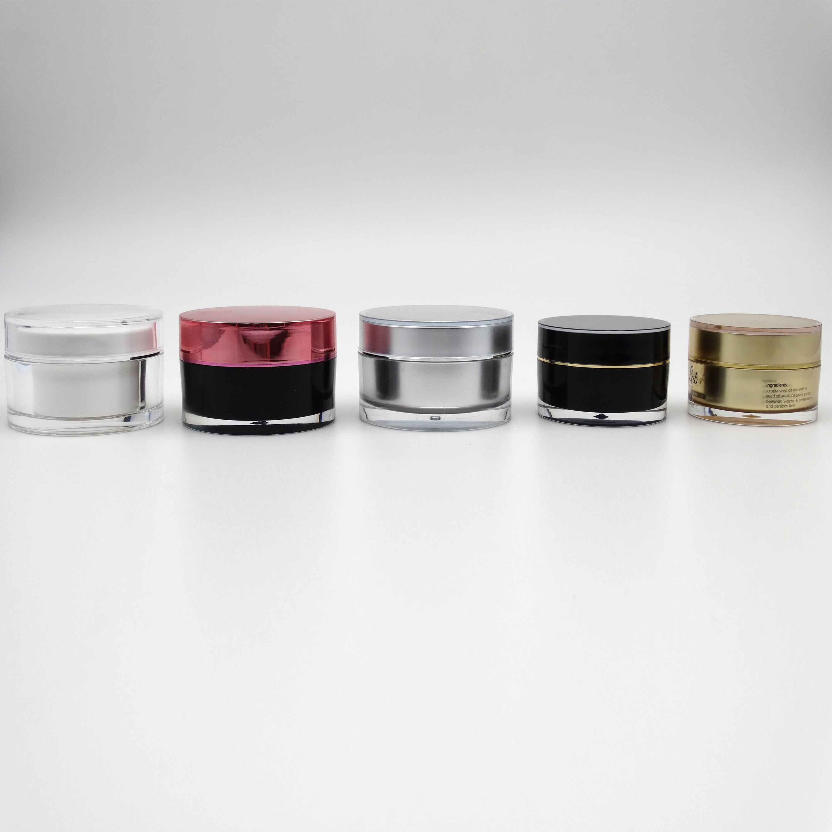 hot sale round colorful cosmetic cream acrylic jar 5g 50ml 1oz acrylic rose gold cream jar