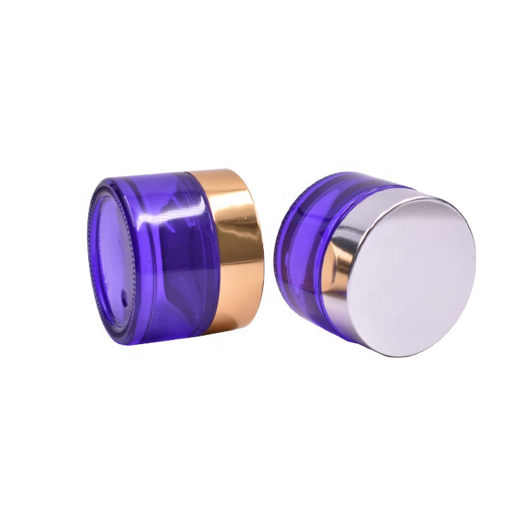 hot sale round cosmetic package skin care cream empty 1oz 30ml 30g borosilicate purple glass jar with lid