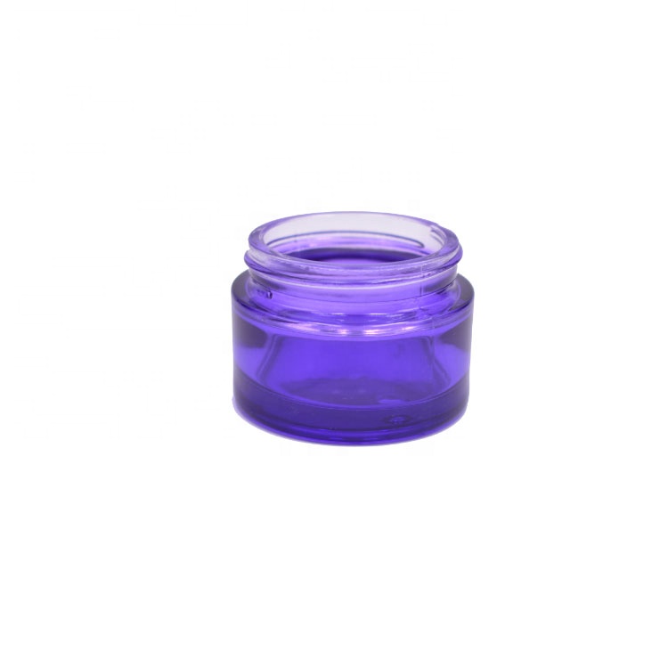 hot sale round cosmetic package skin care cream empty 1oz 30ml 30g borosilicate purple glass jar with lid