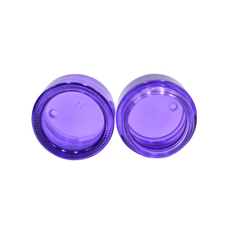 hot sale round cosmetic package skin care cream empty 1oz 30ml 30g borosilicate purple glass jar with lid
