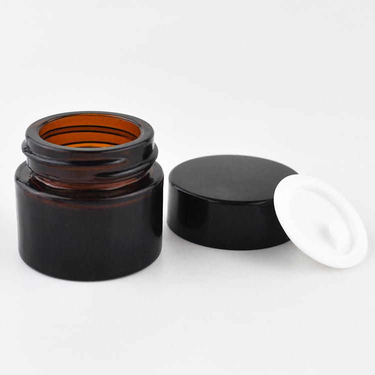 hot sale skincare packaging white square 60 ml black jar black glass container for face cream