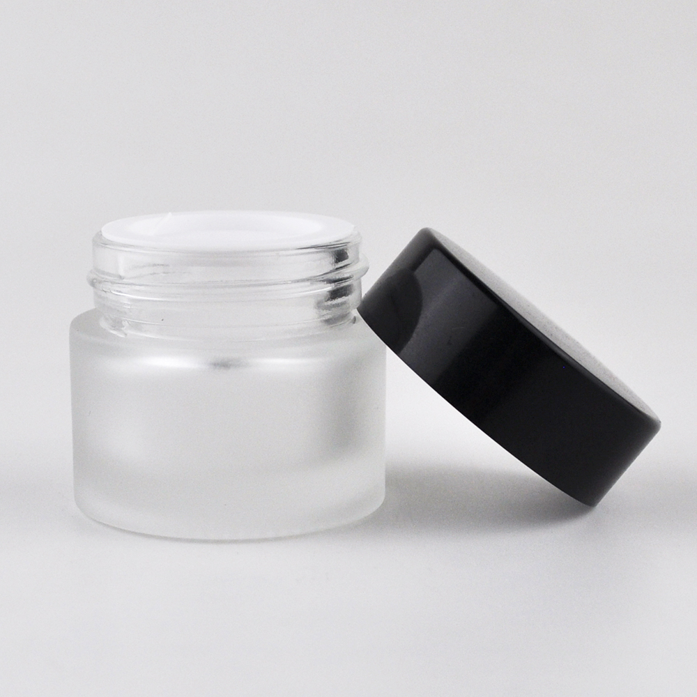 hot sale skincare packaging white square 60 ml black jar black glass container for face cream