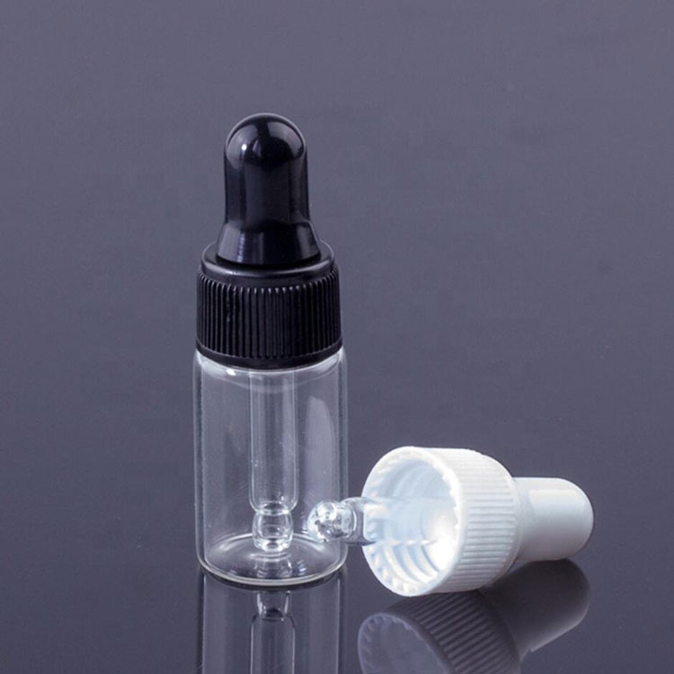 hot sale stock products cosmetic oil package sample 1ml 2ml 3ml amber glass bottle with plastic dropper