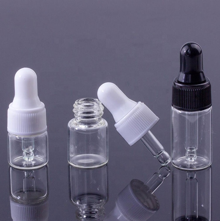 hot sale stock products cosmetic oil package sample 1ml 2ml 3ml amber glass bottle with plastic dropper